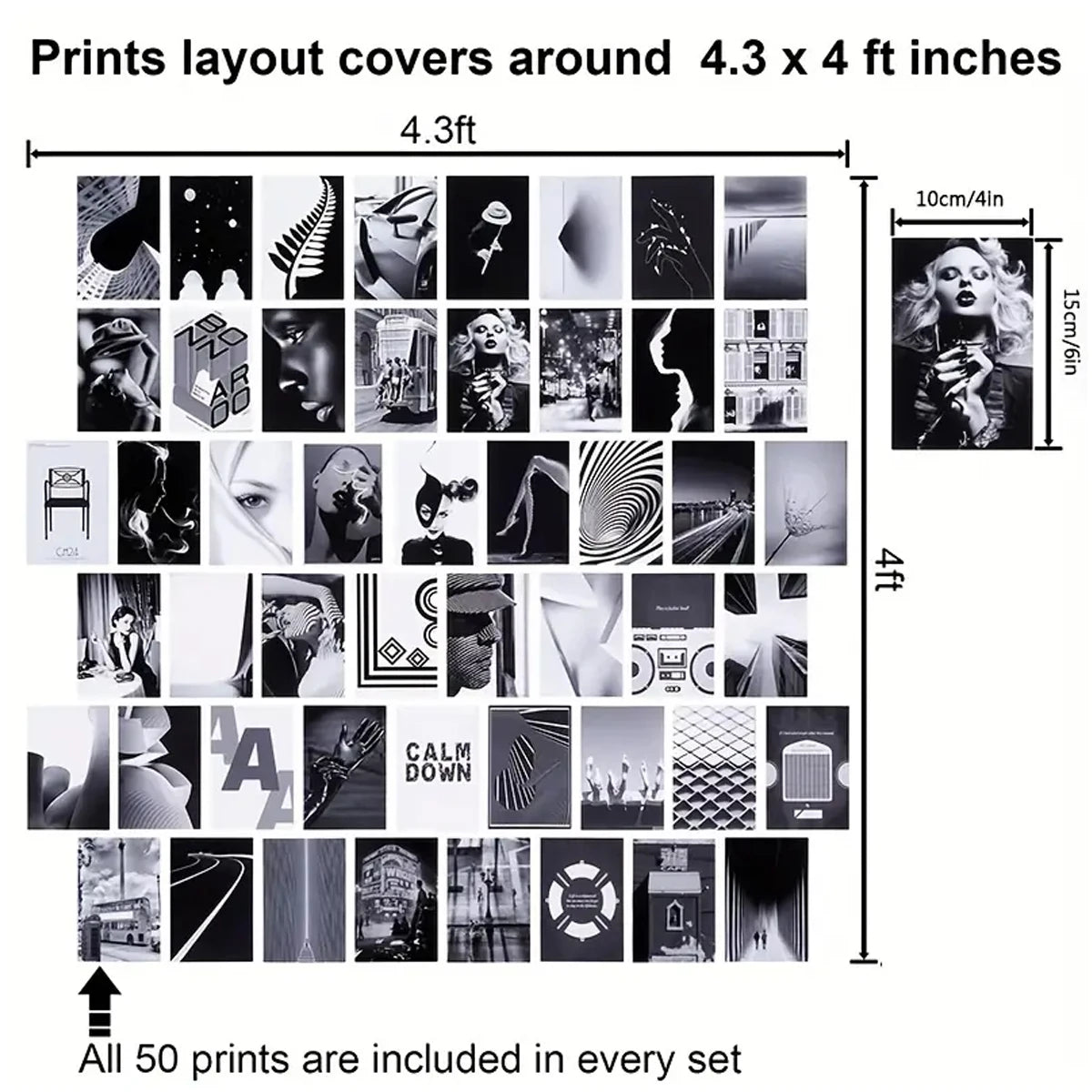 50pcs Black & White Wall Collage