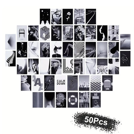 50pcs Black & White Wall Collage