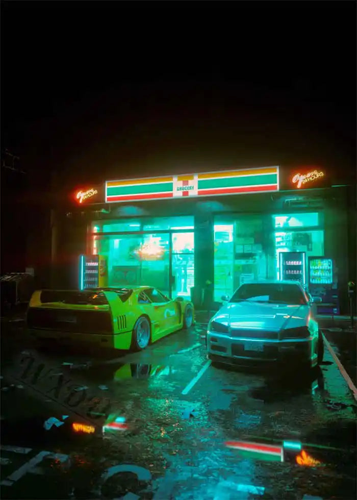 80s Retro Cyberpunk Car Posters
