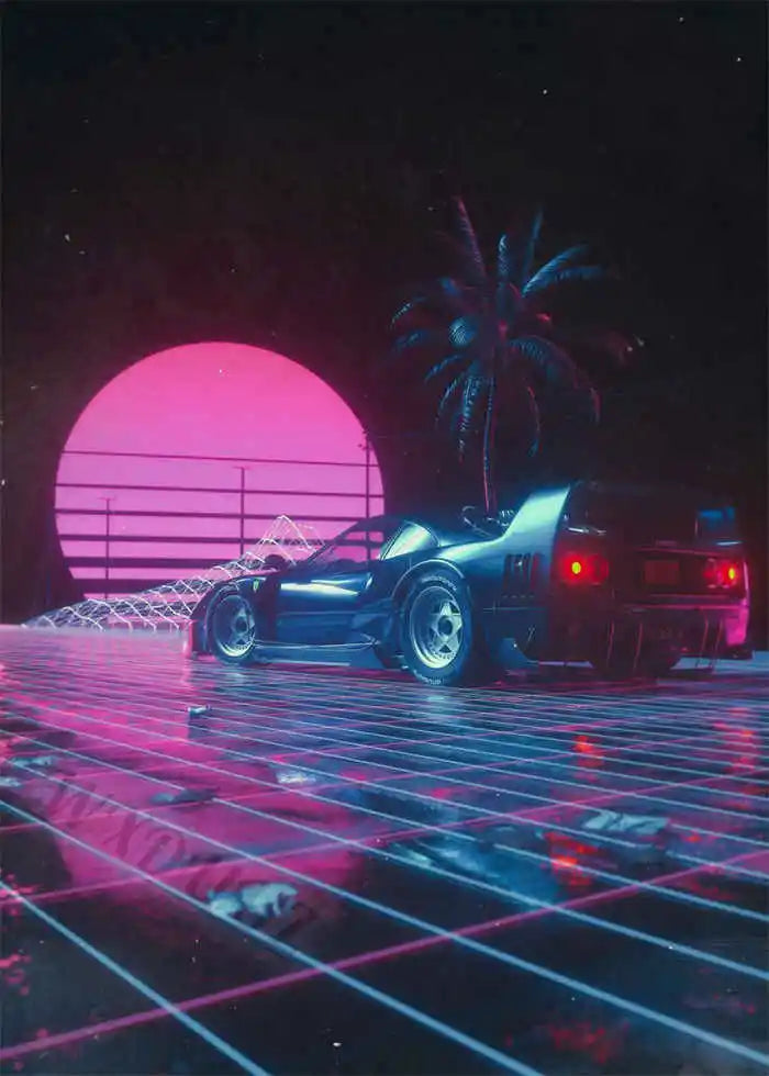 80s Retro Cyberpunk Car Posters