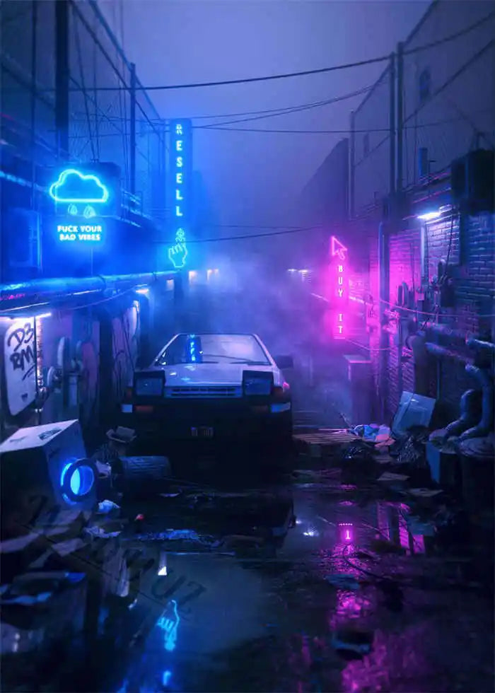 80s Retro Cyberpunk Car Posters
