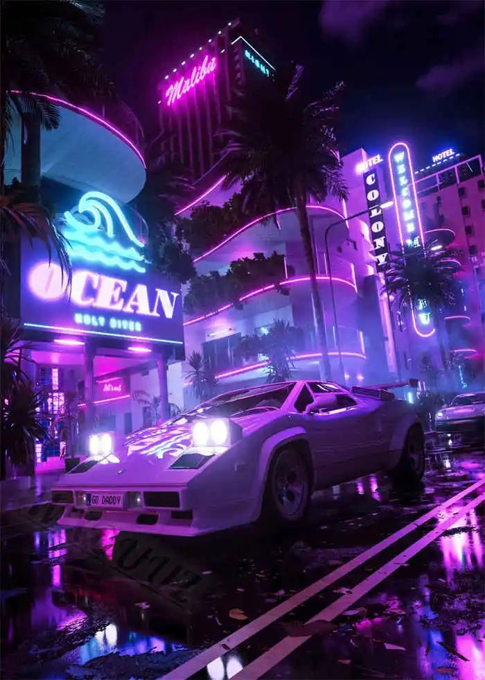 80s Retro Cyberpunk Car Posters