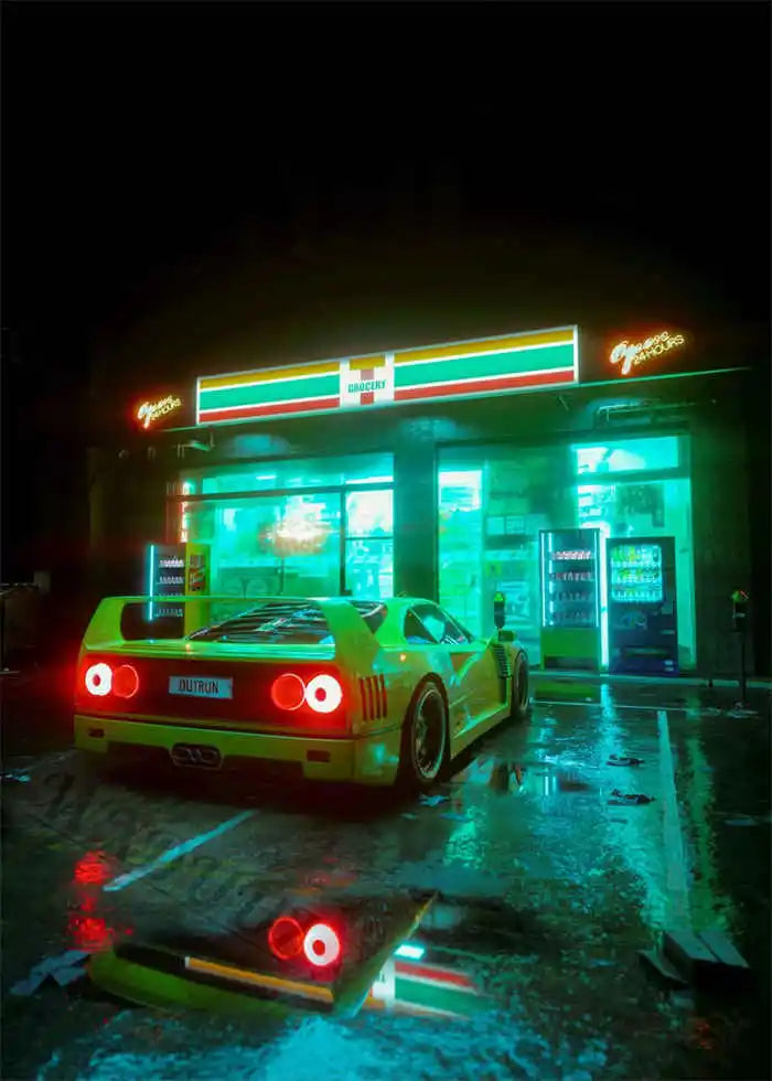 80s Retro Cyberpunk Car Posters