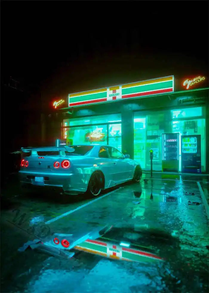 80s Retro Cyberpunk Car Posters