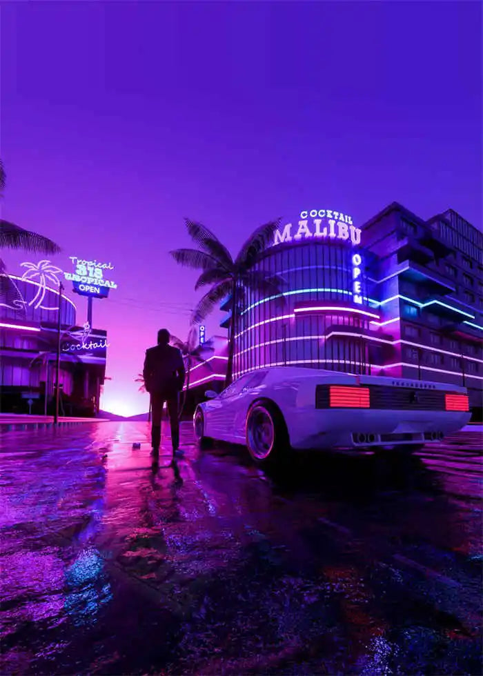 80s Retro Cyberpunk Car Posters