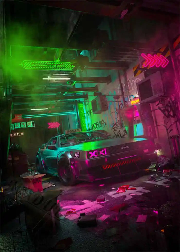 80s Retro Cyberpunk Car Posters