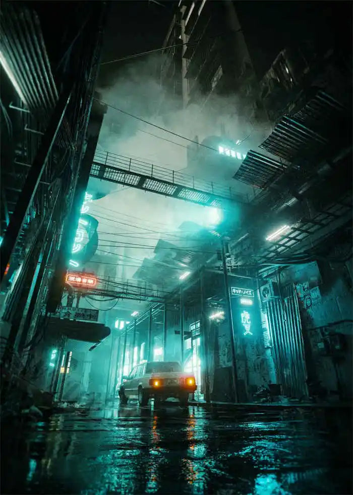 80s Retro Cyberpunk Car Posters