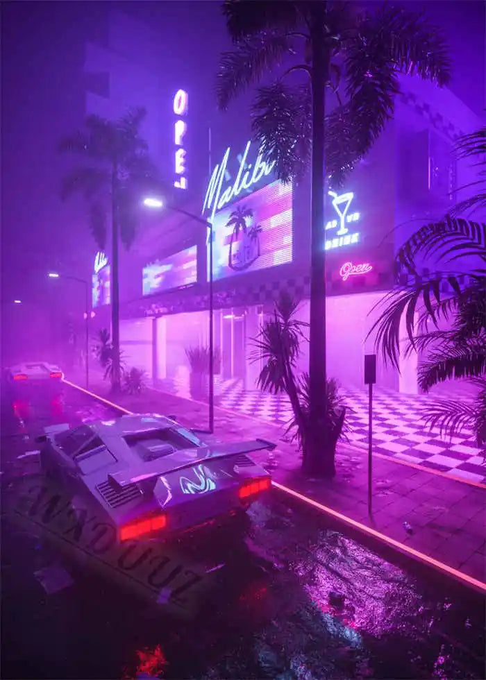 80s Retro Cyberpunk Car Posters