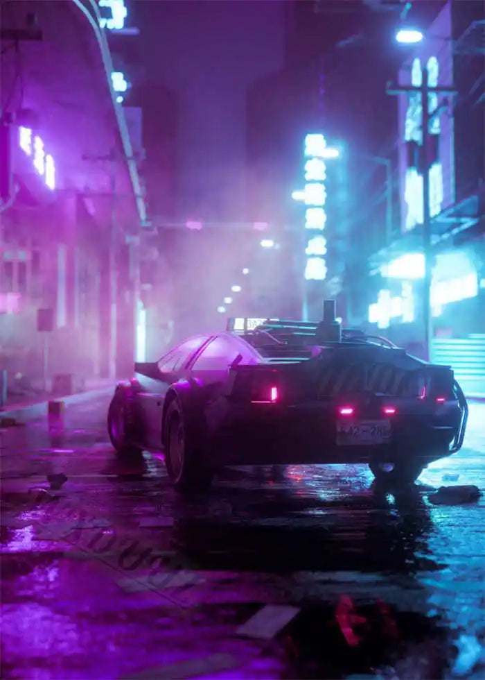 80s Retro Cyberpunk Car Posters