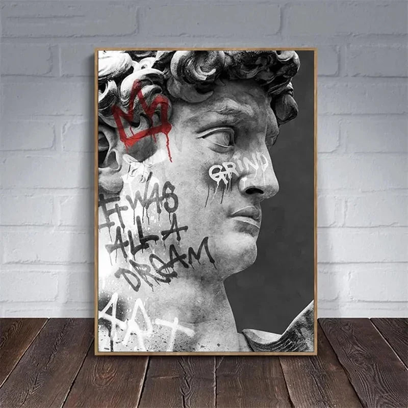 Statue of David Graffiti Wall Art