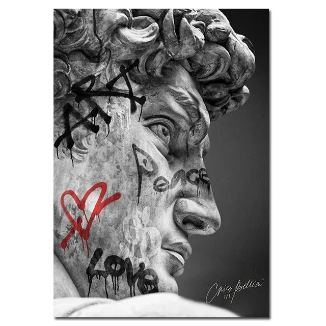 Statue of David Graffiti Wall Art
