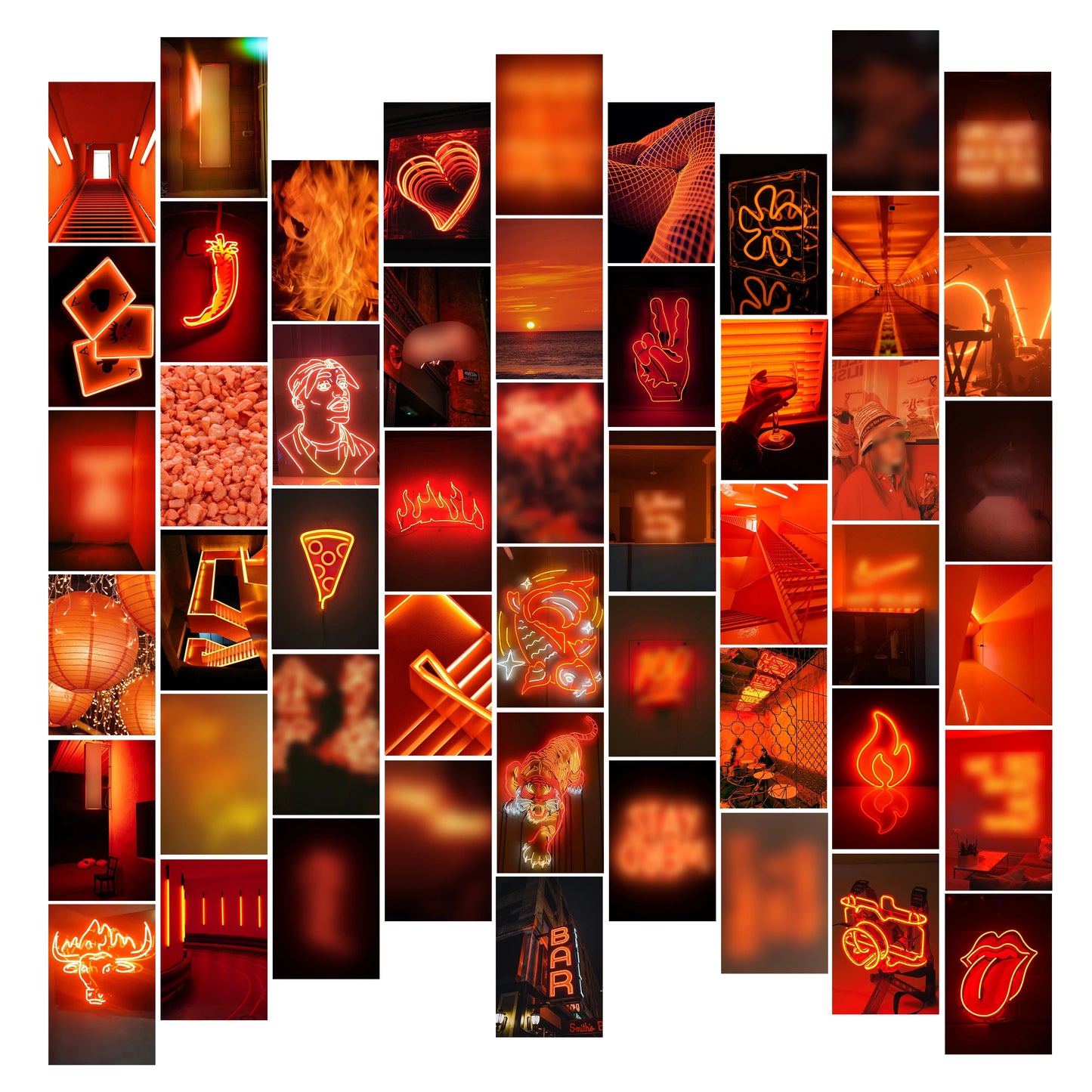 50Pcs Neon Print Poster Collage