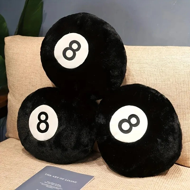 1pc Black 8-Ball Pillow Plush