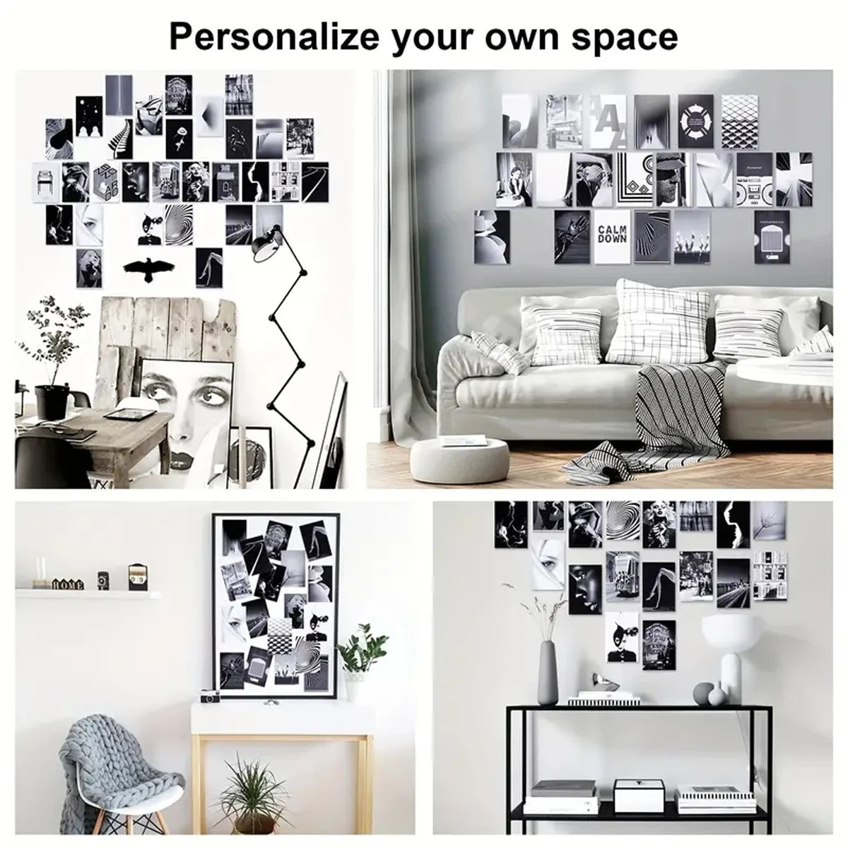 50pcs Black & White Wall Collage