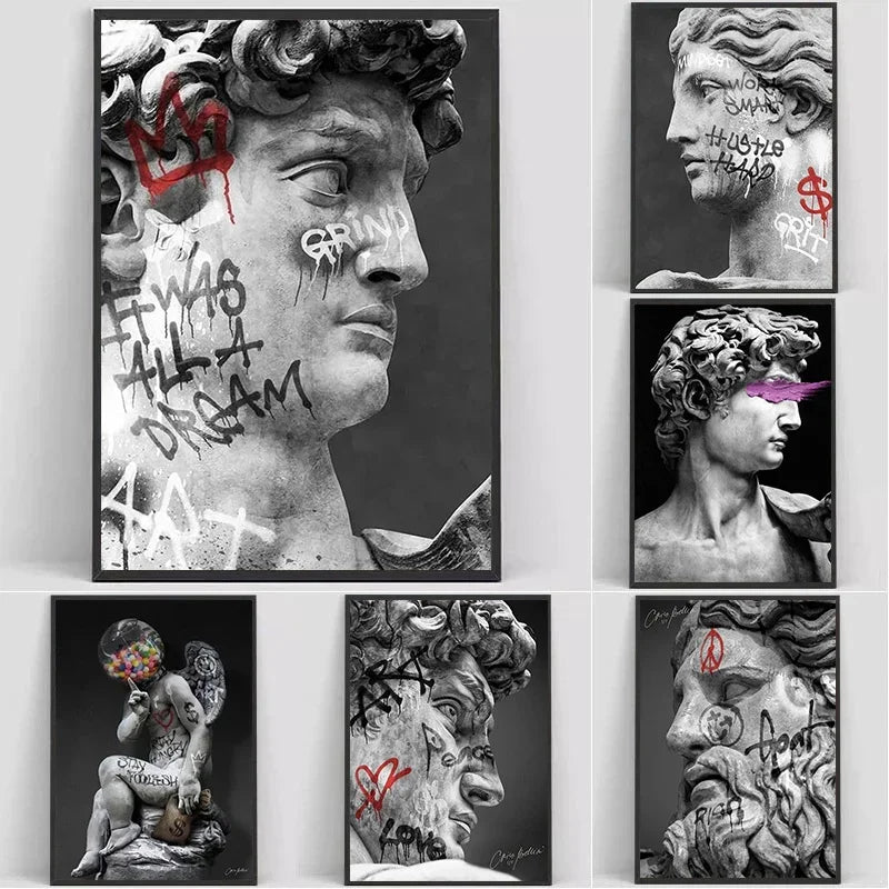 Statue of David Graffiti Wall Art