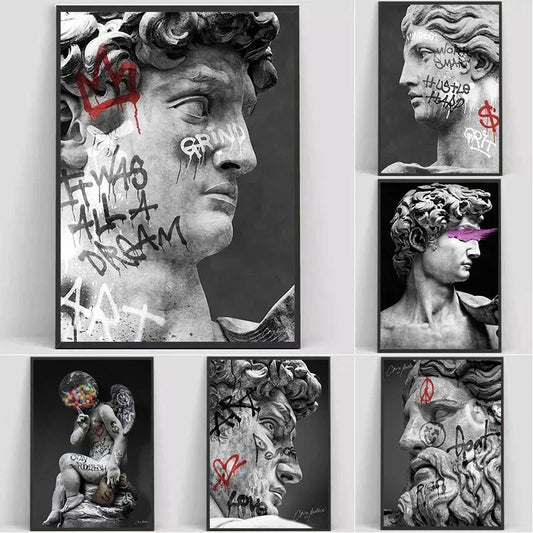 Statue of David Graffiti Wall Art