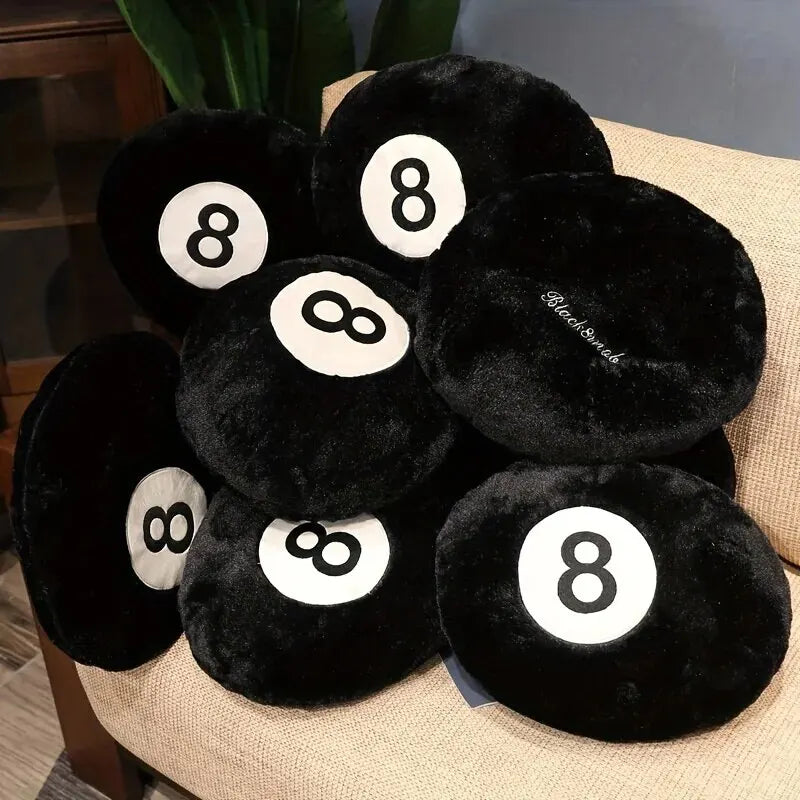 1pc Black 8-Ball Pillow Plush