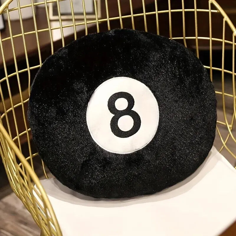 1pc Black 8-Ball Pillow Plush