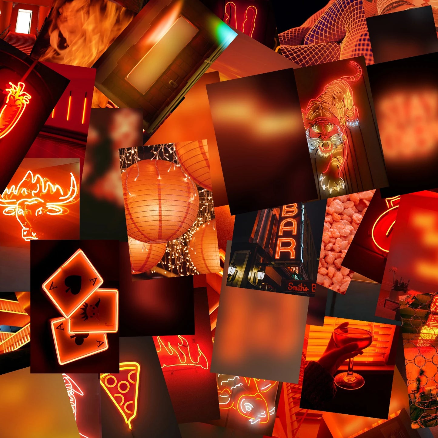 50Pcs Neon Print Poster Collage