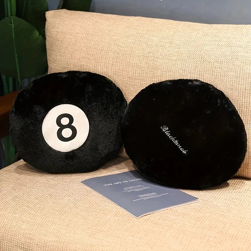 1pc Black 8-Ball Pillow Plush