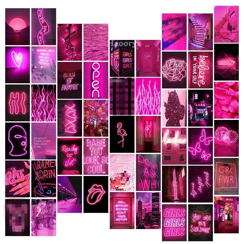 50Pcs Neon Print Poster Collage